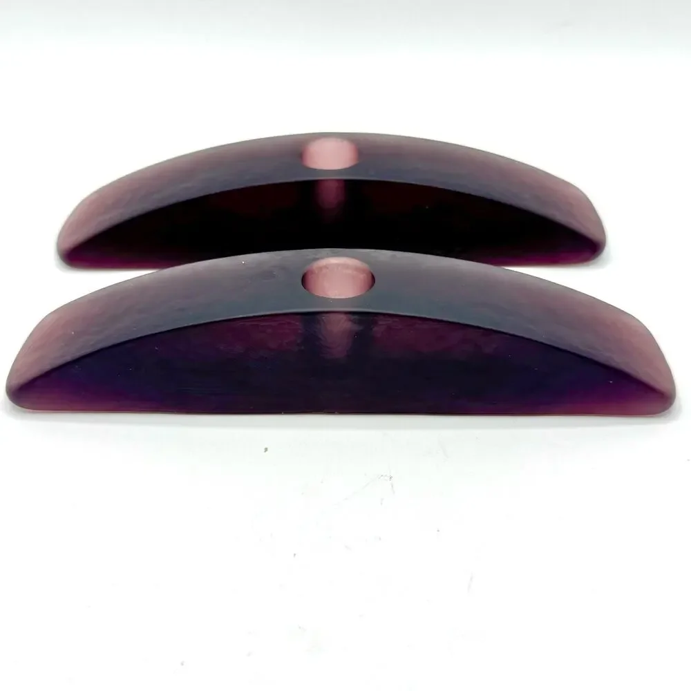 Pair‎ of Sasaki Crystal Glass Candlestick Holders in Anasazi Plum - Arched